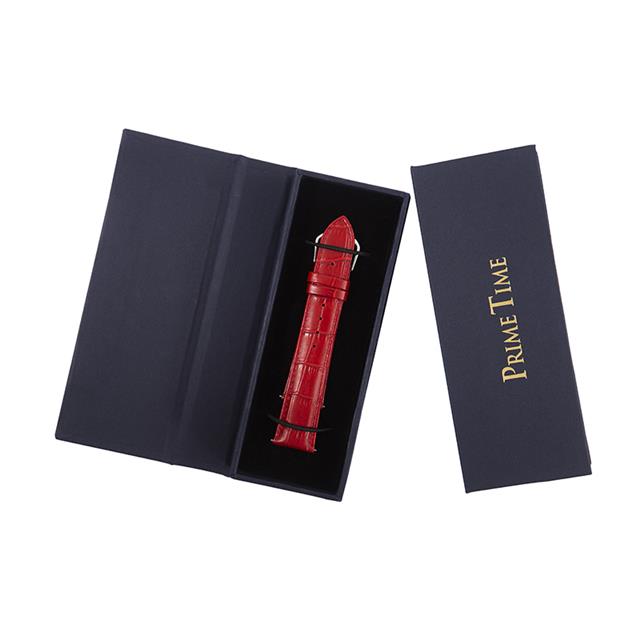 盛时定制正红色牛皮竹节纹表带22*20MM