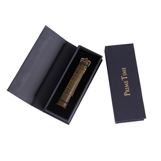 盛时定制泥绿色意大利牛皮竹节纹表带12*10MM